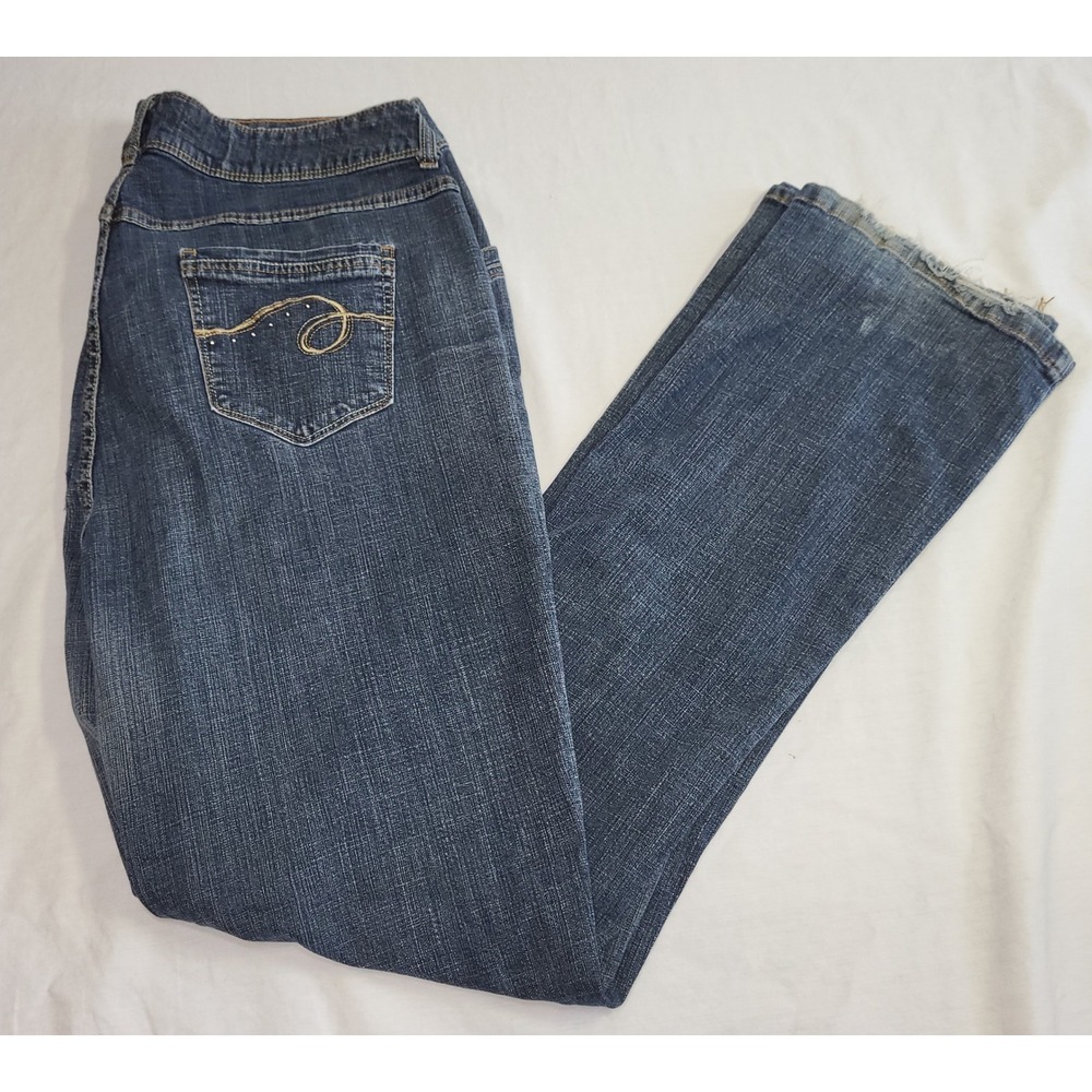Riders by Lee Straight Leg Jeans Womens 18W/L Blue Denim Frayed Hem 157M436